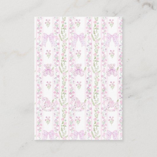 Boek voor BabyPink Floral Crest Preppy Baby shower Informatiekaartje (Achterkant)