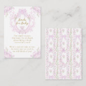 Boek voor BabyPink Floral Crest Preppy Baby shower Informatiekaartje (Voorkant / Achterkant)