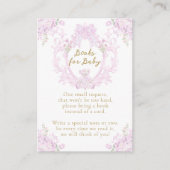 Boek voor BabyPink Floral Crest Preppy Baby shower Informatiekaartje (Voorkant)