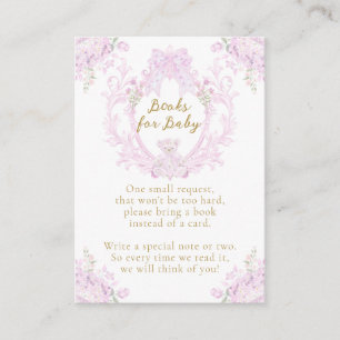 Boek voor BabyPink Floral Crest Preppy Baby shower Informatiekaartje