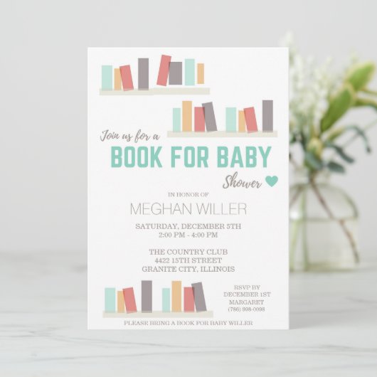 Boek voor babyshower uitnodiging (Staand voorkant)