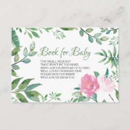 Boek voor de Baby-insteekkaart, Greenery Pink Rose Informatiekaartje