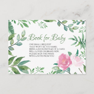 Boek voor de Baby-insteekkaart, Greenery Pink Rose Informatiekaartje