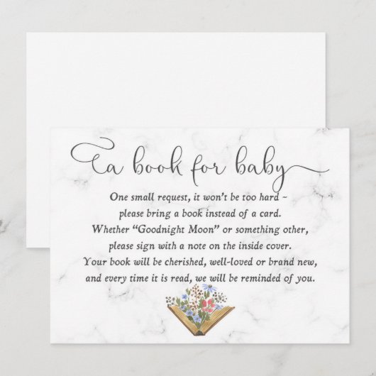 Boek voor een Baby-kaart, Baby shower Een boekkaar Kaart (Voorkant / Achterkant)