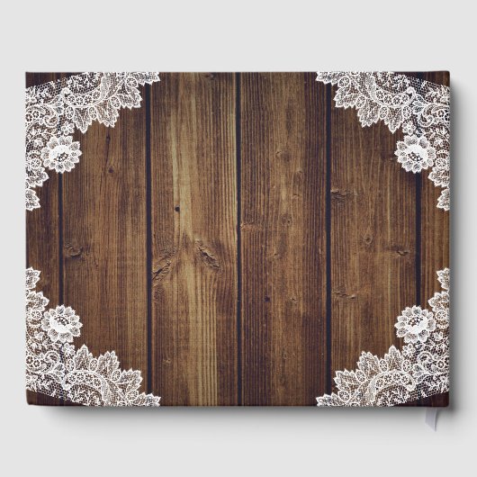 Boek voor gasten bij rustige houten trouwfeest met (Achterkant)