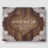 Boek voor gasten bij rustige houten trouwfeest met (Voorkant)