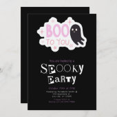 Boek voor Ghost Modern Minimalist Halloween Kaart (Voorkant / Achterkant)