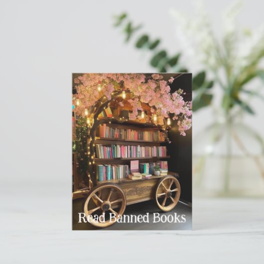 Boek Wagon Lees verboden boeken Briefkaart (Staand voorkant)