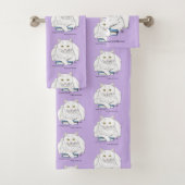 Boek White Cat Paarse Funny Bad Handdoek (Insitu)