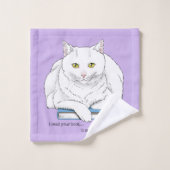 Boek White Cat Paarse Funny Bad Handdoek (Wasdoekje)