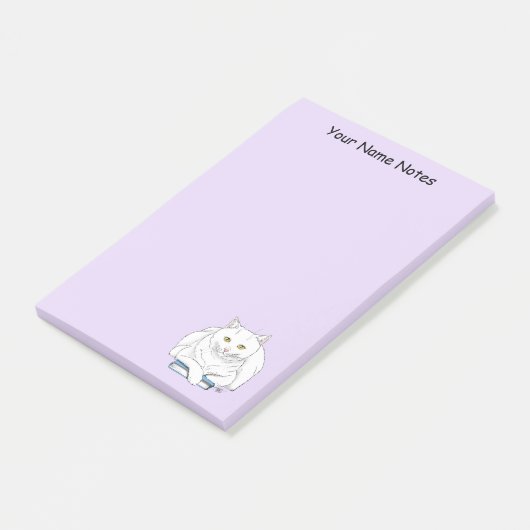 Boek White Cat Paarse Funny Post-it® Notes (Schuin)