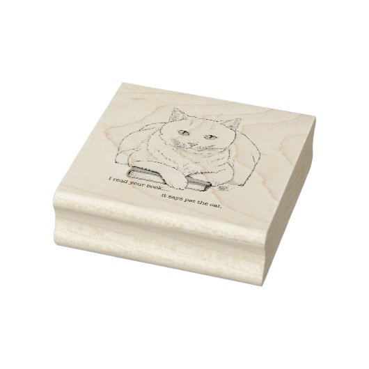 Boek White Cat Paarse Funny Rubberstempel (Stempel)