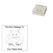 Boek White Cat Paarse Funny Rubberstempel (Gestempeld)