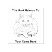 Boek White Cat Paarse Funny Rubberstempel (Afrduk)