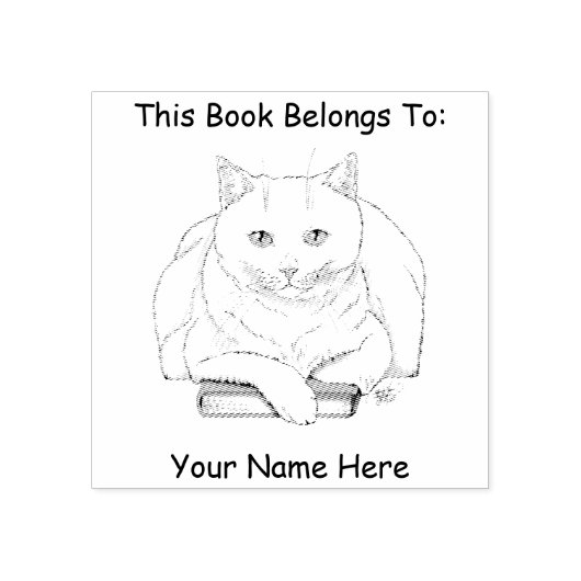 Boek White Cat Paarse Funny Rubberstempel (Afrduk)