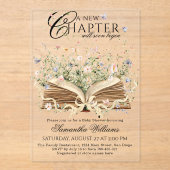 Boek Wildflower Een nieuw hoofdstuk Begin Baby sho Acryl Uitnodigingen (Voorkant)