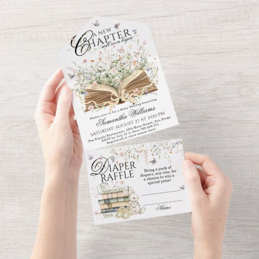 Boek Wildflower Een nieuw hoofdstuk Begin Baby sho All In One Uitnodiging (Afscheurbaar)