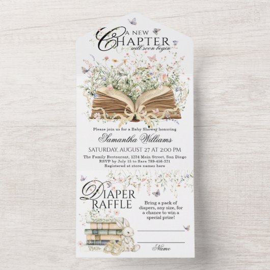 Boek Wildflower Een nieuw hoofdstuk Begin Baby sho All In One Uitnodiging (Binnen)