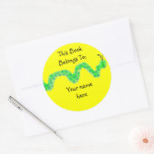 Boek Worm, Boek Bord Ronde Sticker (Envelop)