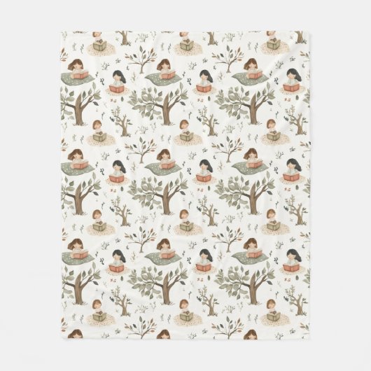 Boek Worm Girl Fleece Deken (Voorkant)