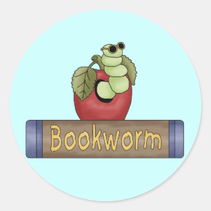 Boek Worm T shirten en geschenken Ronde Sticker