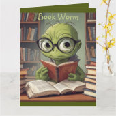 Boek Worm Verjaardag Kaart (Gele Bloem)