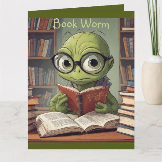 Boek Worm Verjaardag Kaart (Voorkant)
