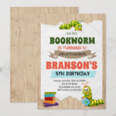Boek worm verjaardagsfeestje uitnodiging (Voorkant / Achterkant)