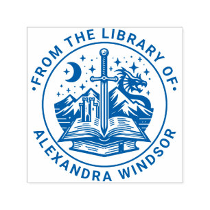 Boek Zwaard Draak Sterren Bibliotheek Boeknaam Zelfinktende Stempel