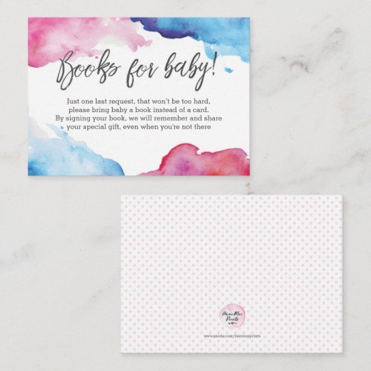 Boekaanvraag | Baby shower Boeken Invoegen Kaart (Voorkant / Achterkant)