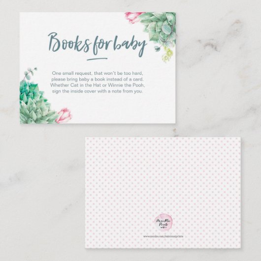 boekaanvraag | Baby shower Boeken voor baby Kaart (Voorkant / Achterkant)