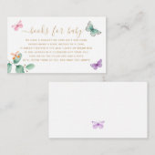 Boekaanvraag Baby shower Butterfly Eucalyptus Informatiekaartje (Voorkant / Achterkant)