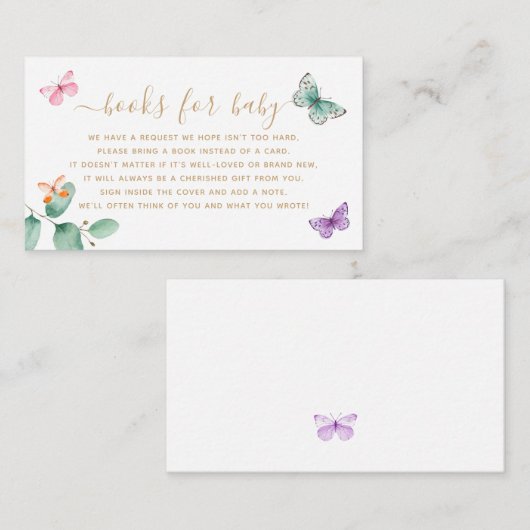 Boekaanvraag Baby shower Butterfly Eucalyptus Informatiekaartje (Voorkant / Achterkant)