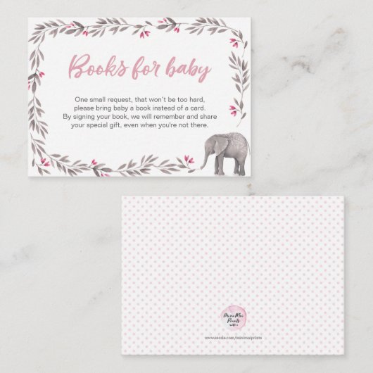 Boekaanvraag | Baby shower-uitnodigingskaart Informatiekaartje (Voorkant / Achterkant)