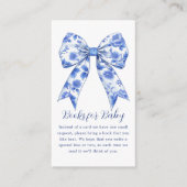 boekaanvraag | Blue Chinoiserie Bow Baby shower Informatiekaartje (Voorkant)