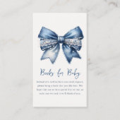 boekaanvraag | Blue Jean Denim Bow Baby shower Informatiekaartje (Voorkant)