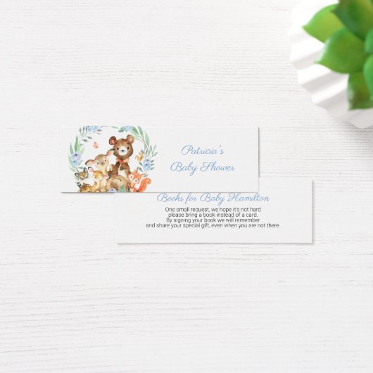 Boekaanvraag boslanddieren Greenery Baby shower Bo Mini Visitekaartjes (Bureau)