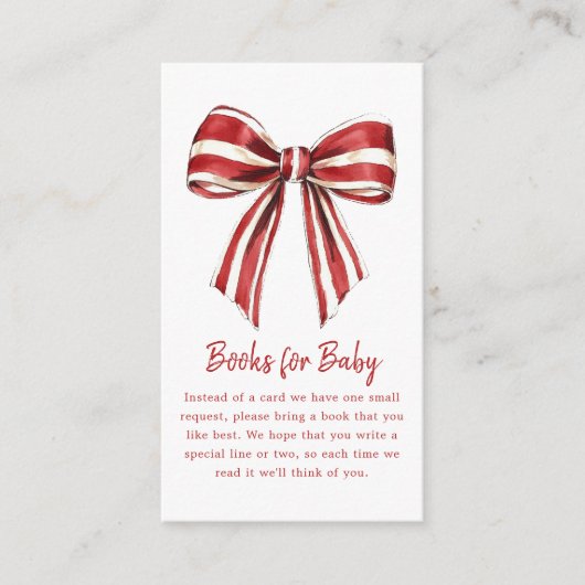 boekaanvraag | Christmas Coquette Bow Baby shower Informatiekaartje (Voorkant)