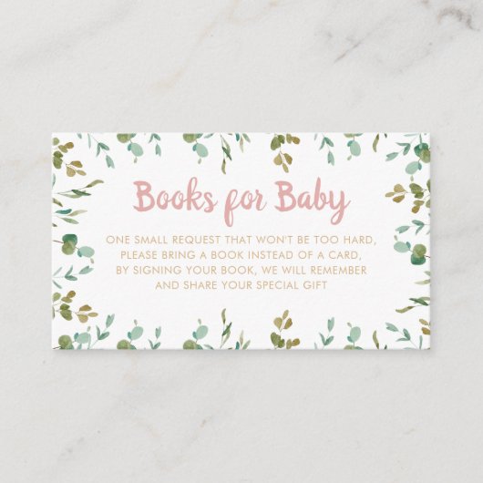 Boekaanvraag Eucalyptus Baby shower Enclosure Informatiekaartje (Voorkant)