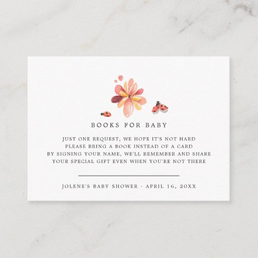 Boekaanvraag | Floral Ladybug Baby shower Informatiekaartje (Voorkant)