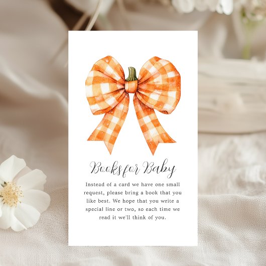 boekaanvraag | Herfst Oranje Bow Baby shower Informatiekaartje