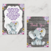 Boekaanvraag Kaart Meisje Elephant Roze Paars Geel (Voorkant / Achterkant)