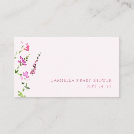 Boekaanvraag Roze Wilde Baby shower Informatiekaartje (Achterkant)