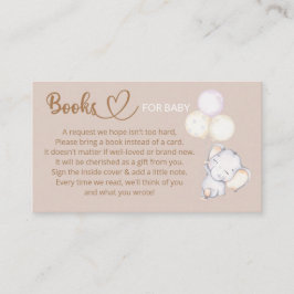 Boekaanvraag voor Baby Elephant-Baby shower Informatiekaartje