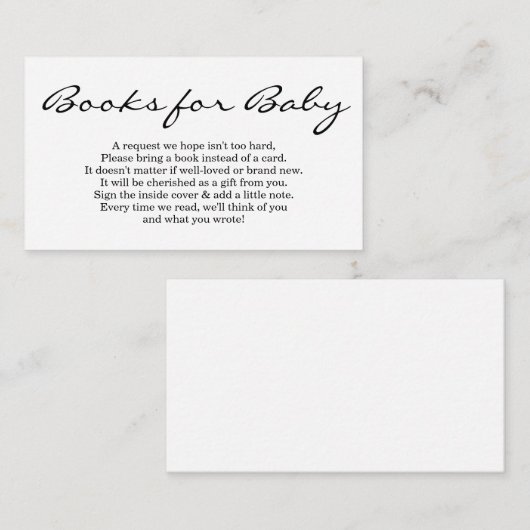 Boekaanvraag voor Baby shower - Eenvoudig Informatiekaartje (Voorkant / Achterkant)