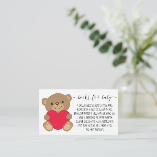 Boekaanvraag voor Baby shower Teddy Bear Hearts Informatiekaartje (Staand voorkant)