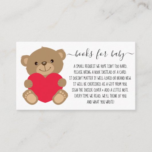 Boekaanvraag voor Baby shower Teddy Bear Hearts Informatiekaartje (Voorkant)
