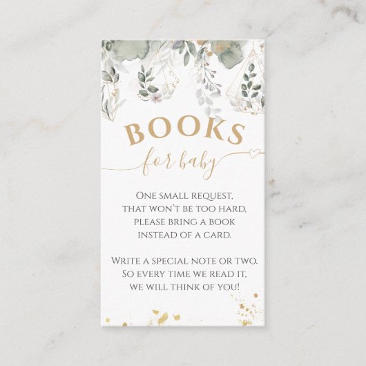 Boekaanvraag voor Greenery & Gold Baby shower Informatiekaartje (Voorkant)
