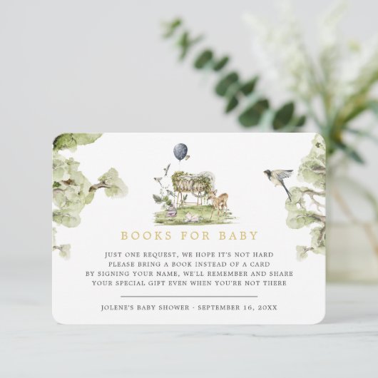 Boekaanvraag | Woodland Circus Baby Animals Informatiekaartje (Staand voorkant)