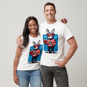 Boekachtig rendier - Gezellig Pixel Art Christmas  T-shirt
